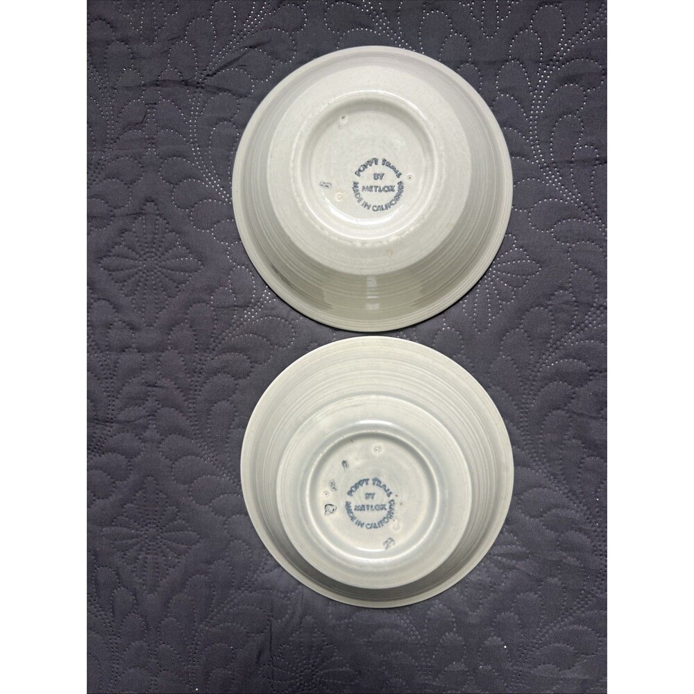 Metlox Poppytrail Vernon Bandero Stoneware 2pc 6 3/8" Cereal Bowls 1969-1979 - Picture 2 of 8